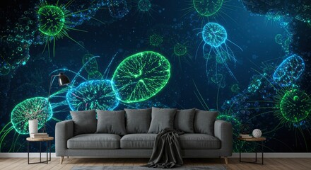 Fototapete - Abstract glowing jellyfish wallpaper design