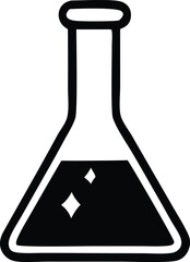 Aufkleber - Vector illustration of a chemistry laboratory glass flask with liquid, a science experiment symbol