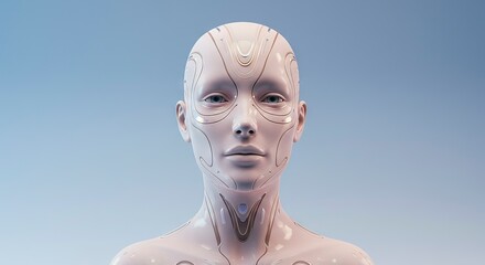 Fototapete - Artificial human head portrait