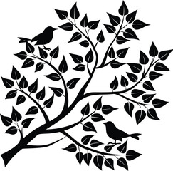 Poster - Seamless black and white floral vector pattern design featuring flower, leaf, branch silhouettes for nature-inspired decoration