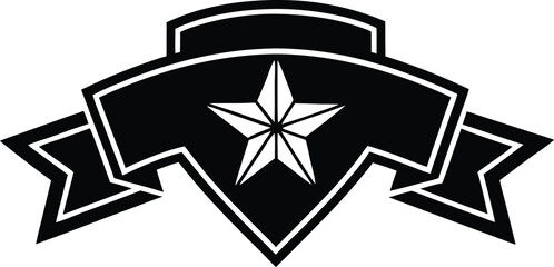 Poster - This vector illustration showcases a black star icon, a simple yet shiny symbol often used in design as a bright element or decoration
