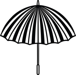 Poster - Black and white umbrella, a vector illustration of rain protection, an open object isolated on a white background