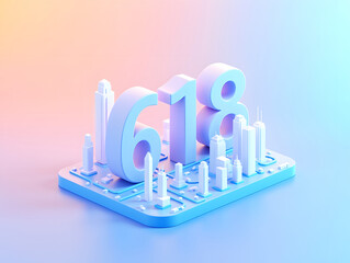 Poster - 3d rendering digital font big sale event countdown concept element