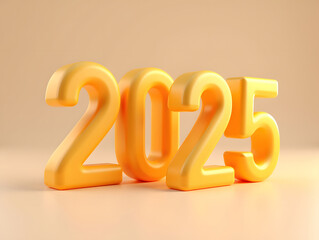Poster - 2025 golden metal numbers 3d effect, new year number icon