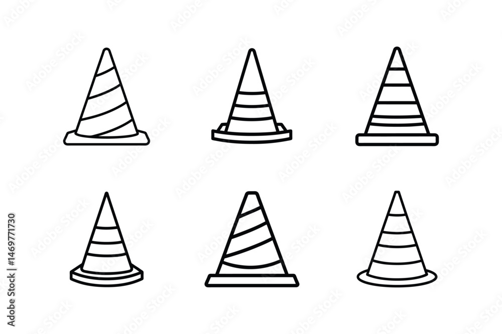 road cone icon line art vector illustration Stock Vector | Adobe Stock