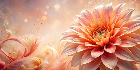 Aufkleber - A Dreamlike Composition Featuring a Peach-Colored Blossom and Abstract Floral Elements Against a Soft, Glowing Background