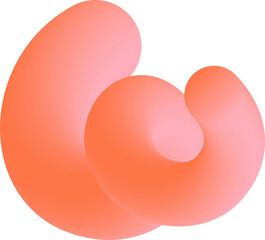 Poster - Gradient abstract orange shape. Liquid 3d element. Fluid wavy and swirl spiral. Dynamic trendy bright squiggle with soft gradation for poster design