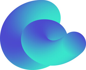 Poster - gradient abstract blue shape. liquid 3d element. fluid wavy and swirl spiral. dynamic trendy bright 