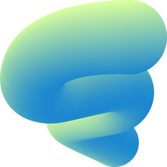 Poster - Gradient abstract blue shape. Liquid 3d element. Fluid wavy and swirl spiral. Dynamic trendy bright squiggle with soft gradation for poster design