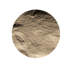Poster - Golden foil texture with a shiny, metallic finish, featuring a round, circular shape resembling a