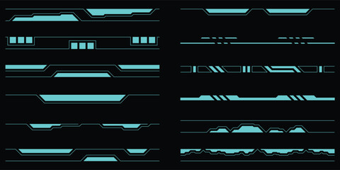 Aufkleber - Sci-fi futuristic hud elements dashboard display virtual reality technology screen elements. User Interface set. Statistics, Data information infographic. Vector illustration. Editable stroke