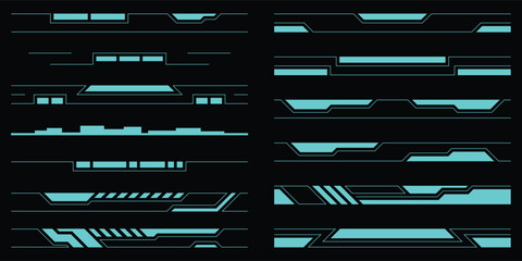 Aufkleber - Sci-fi futuristic hud elements dashboard display virtual reality technology screen elements. User Interface set. Statistics, Data information infographic. Vector illustration. Editable stroke