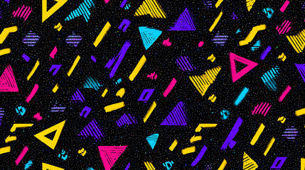 Poster - Geometric shapes abstract design on a black background 