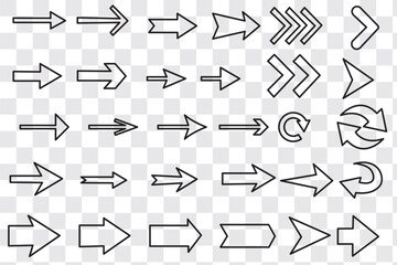Aufkleber - Arrow icon set. Arrow. Cursor. Collection different arrows sign. Black vector arrows icons. Modern simple arrows. Vector illustration.