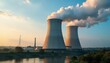 © suchetpong - Massive coal-fired power plant cooling tower, industrial landscape Steam rising, industrial architecture , heavy industry, power plant, industrial