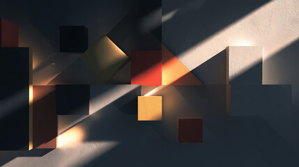 Poster - Geometric shapes casting shadows, a modern abstract composition