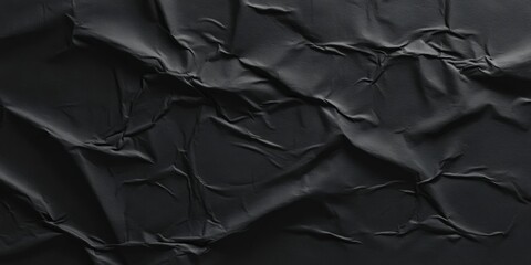 Poster - Black paper poster texture background, Weathered black paper texture, black friday banner.Crumpled black paper with wrinkles and rubbed corners	
