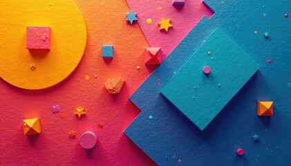 Wall Mural - simple geometric shapes repeat across surface, palette, abstract