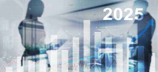 Wall Mural - financial background, economic growth 2025. abstract background. mixed media