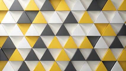 Leinwandbilder - Abstract Geometric Triangular Pattern Wall Decor Featuring Shades of White, Gray, and Yellow