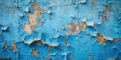 Aufkleber - Abstract Texture of Cracked and Flaking Blue Paint on a Weathered Surface