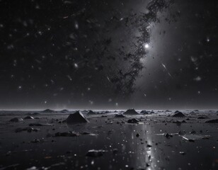 Wall Mural - inky black canvas, countless diamond-like stars scattered across the cosmic expanse , space, black