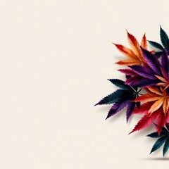 Aufkleber - Colorful Cannabis Leaves on Cream Background - Vibrant and Eye-Catching Botanical Design 