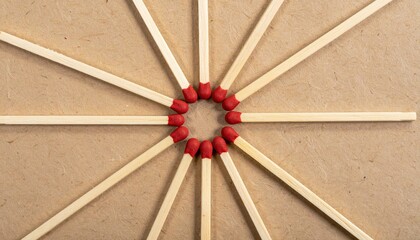 Poster - Creative matchstick arrangement art studio photography minimalist setting flat lay visual composition