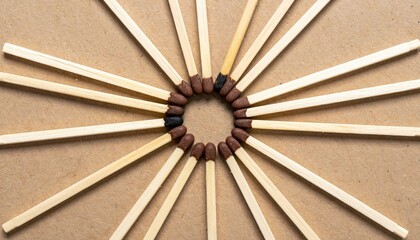 Poster - Creating art with matches artistic display studio setting circular arrangement top-down view concept of flame and structure