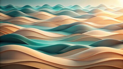 Aufkleber - Abstract Wavy Landscape of Pastel Hues A Serene Digital Composition Featuring Undulating Forms and Gradient Color Transitions