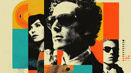 Poster - Artistic collage portrait of four people 