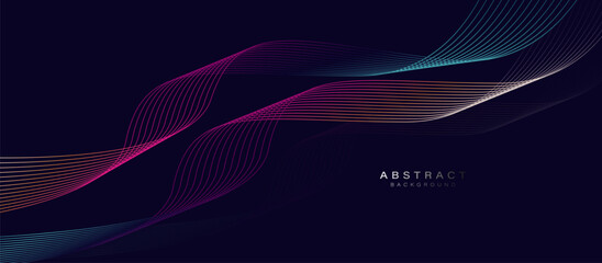Fototapete - Vibrant abstract wave lines on dark gradient background
