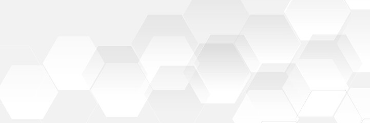 Fototapete - White abstract background with layered transparent hexagons