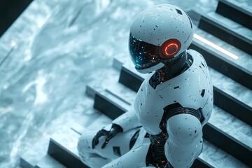 Fototapete - Futuristic Robotic Humanoid with Human Features, Advanced AI Robot, Science Fiction, Technology Innovation, Cutting-Edge Robotics, Cyborg, Cybernetic Human, Modern Artificial Intelligence, Sci-Fi Conc