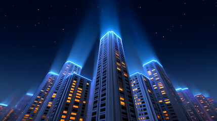 Wall Mural - cyberpunk urban architecture modern science fiction business 3d rendering illustration