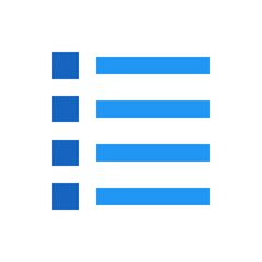 Aufkleber - Blue list icon with squares and horizontal lines representing a menu or checklist interface element here