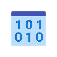 Poster - Illustration of a blue calendar icon with the binary code numbers zero and one displayed on the page