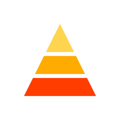 Poster - A pyramid shape with three horizontal sections colored yellow orange and red on a white background image view