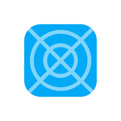 Poster - Light blue rounded square with intersecting lines and concentric circles in a lighter shade of blue color