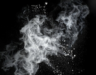 Poster - Abstract Explosion Of White Particles On Black Background