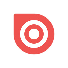 Poster - Illustration of a red target with rounded edges and white concentric circles on a white background view