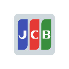 Poster - Illustration of jcb letters in blue red and green rectangles with rounded corners on gray background