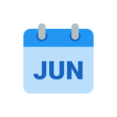 Poster - Illustration of a blue calendar icon displaying the month of june with a simple and clean design style