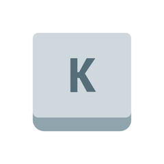 Poster - Illustration of a light gray square button with rounded corners displaying the letter k in dark gray color