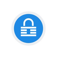 Poster - A blue circle with a white border containing a white padlock symbol in the center of the composition view