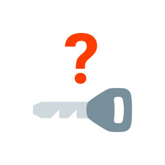 Poster - Illustration of a key with a question mark above it suggesting lost keys or needing a key replacement