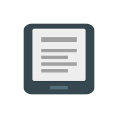 Poster - Illustration of a dark gray tablet device with a light gray screen and a single button at the bottom