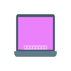 Poster - Illustration of a laptop with a pink screen and a gray frame and base with pink square details