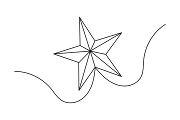 Fototapete - Star icon continuous one line drawing