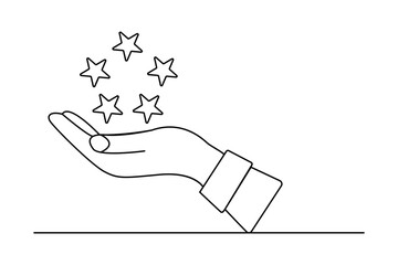 Fototapete - Star icon continuous one line drawing